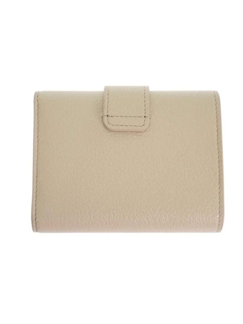 Celine Fine Strap Wallet Trifold Calfskin Beige Cream Triomphe Gold Included